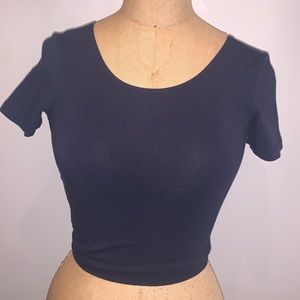 American Apparel Navy Blue Scoop Neck Crop Top
